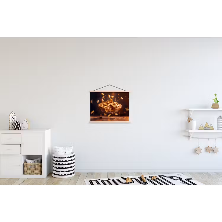 Appel - Taart - Warm - Eten textielposter latten blank klein -kinderkamer