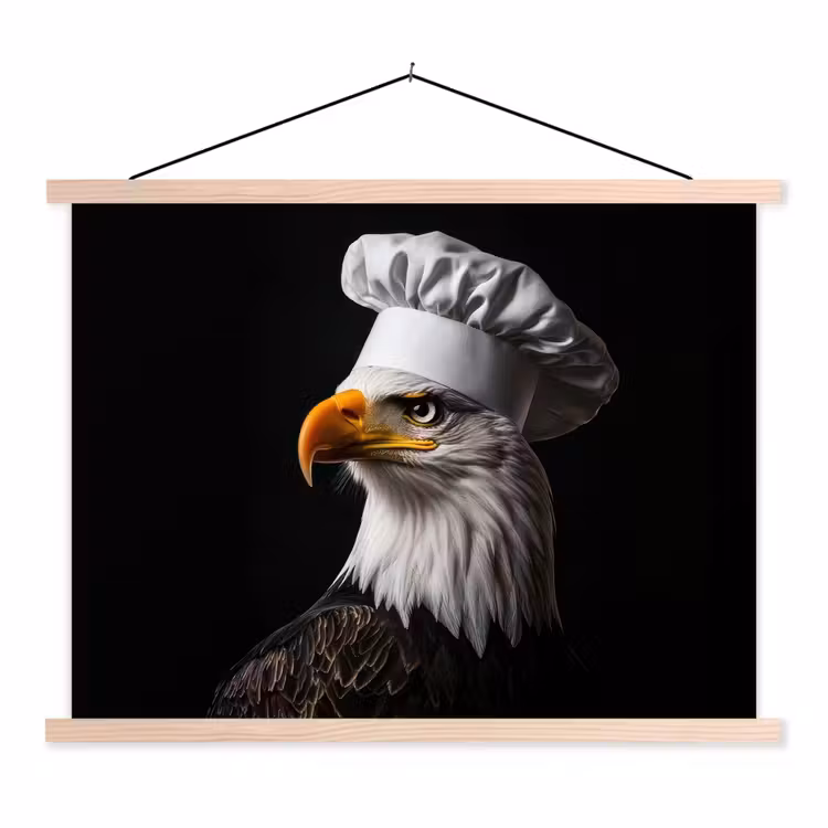 Arend -Amerika - Koksmuts - Vogel - Stoer textielposter latten blank klein -3d
