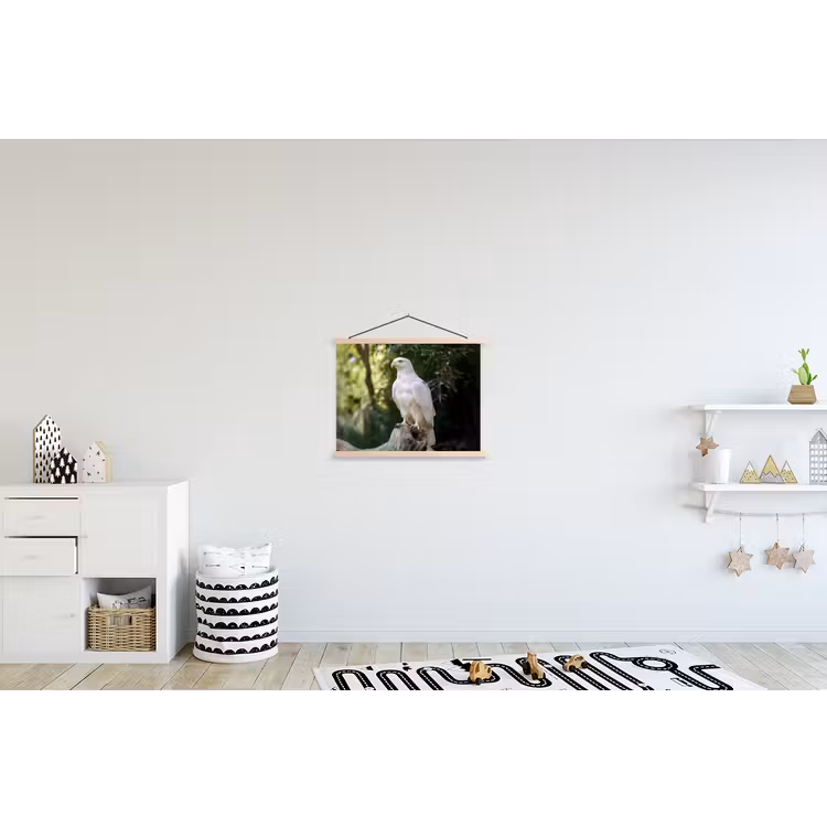 Arend - Hout - Wit - Planten textielposter latten blank klein -kinderkamer