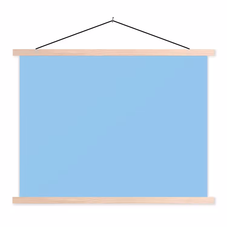 Baby - Blue - Blauw textielposter latten blank klein 122 -3d