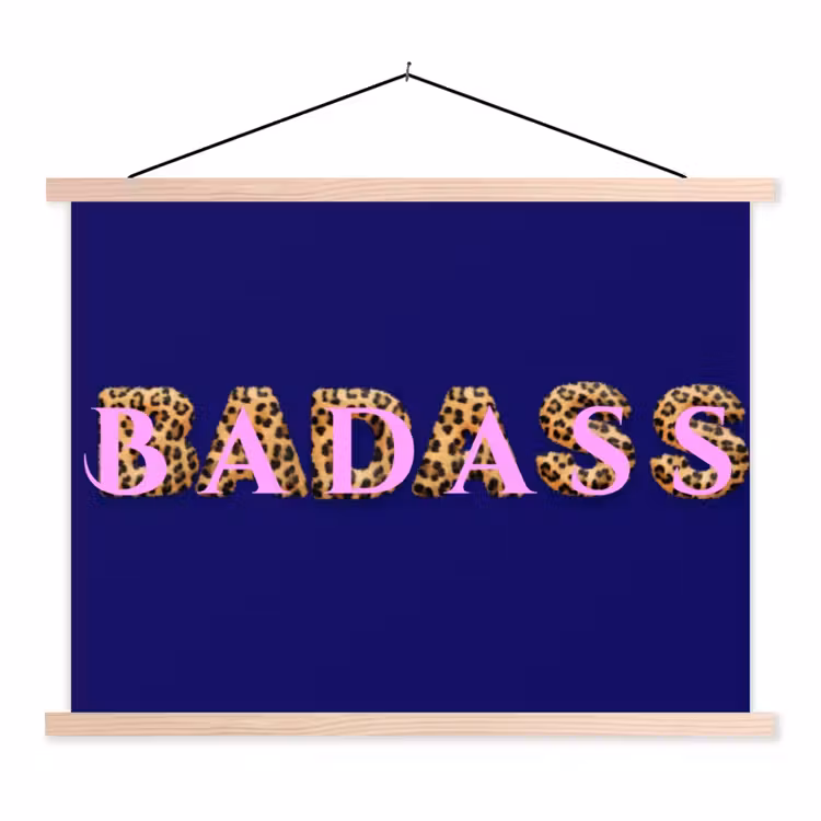Badass - Panterpint - Schaduw - Roze textielposter latten blank klein -3d