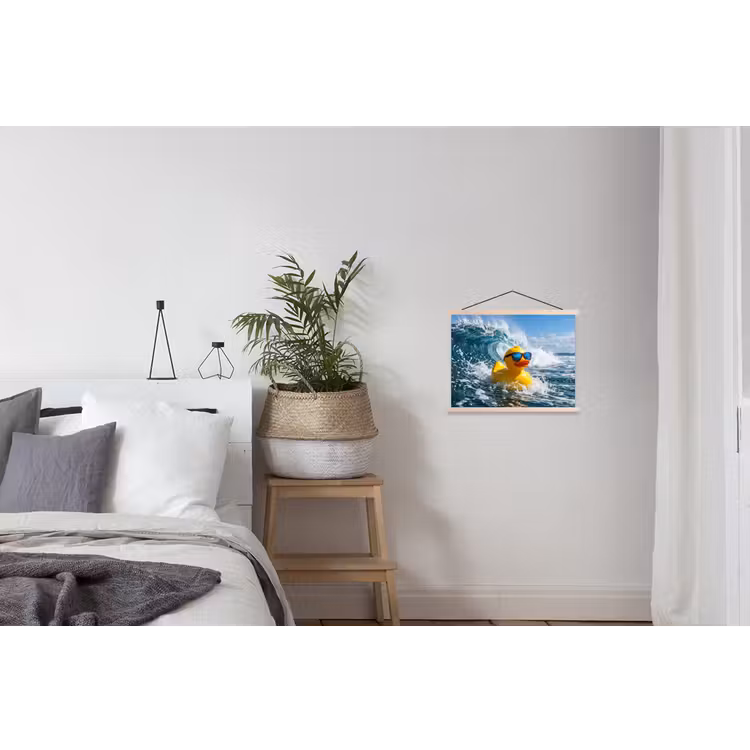 Badeend - Stoer - Golven textielposter latten blank klein -woonkamer