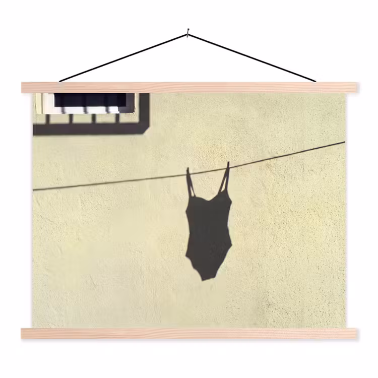 Badpak - Schaduw - Muur - Zomer - Minimalistisch textielposter latten blank klein -3d
