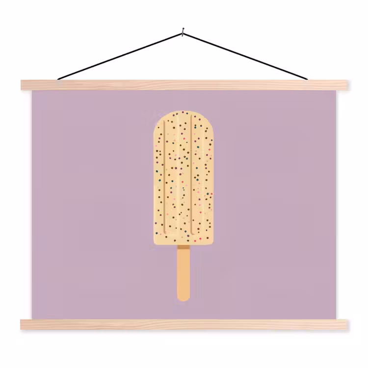 Beige - Ijsje - Spikkels textielposter latten blank klein -3d