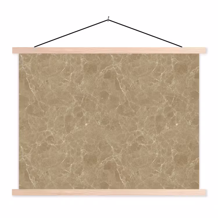 Beige - Marmer - Witte aders textielposter latten blank klein 122 -3d