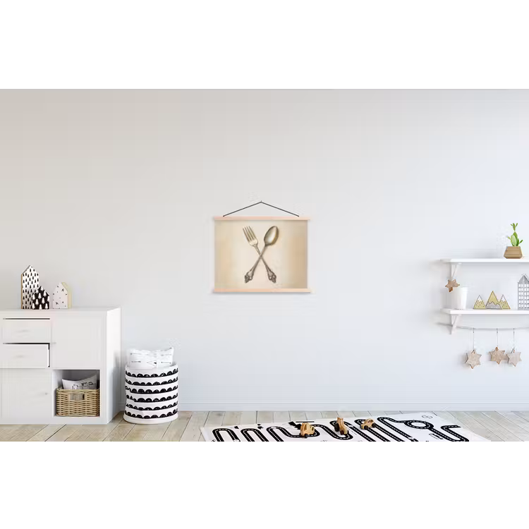 Beige - Vintage - Bestek textielposter latten blank klein -kinderkamer