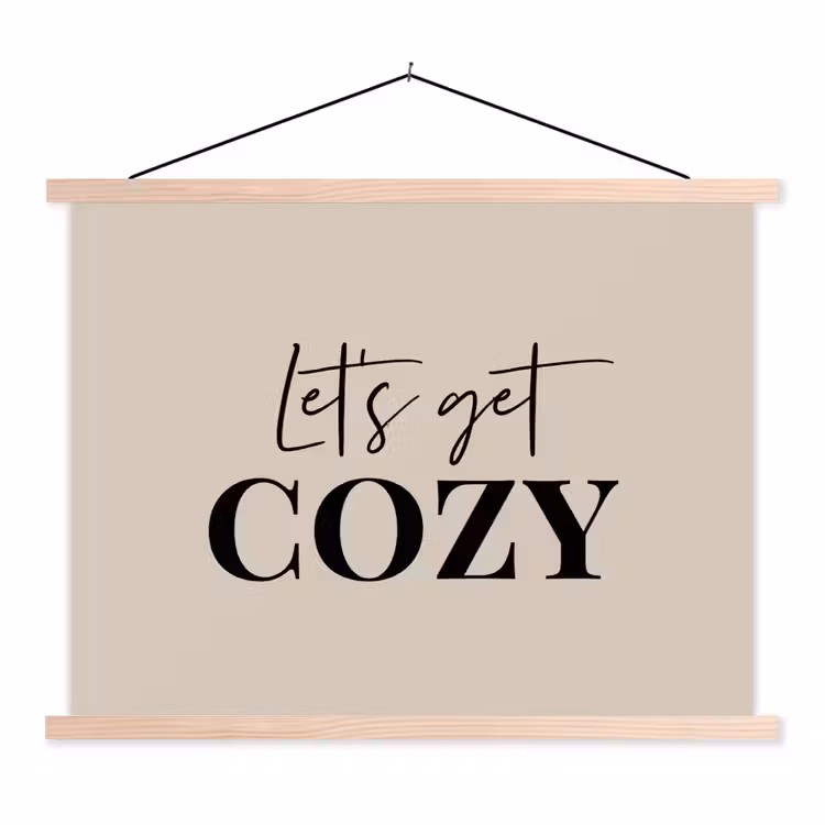 Beige - Winter - Quote - Cozy textielposter latten blank klein -3d