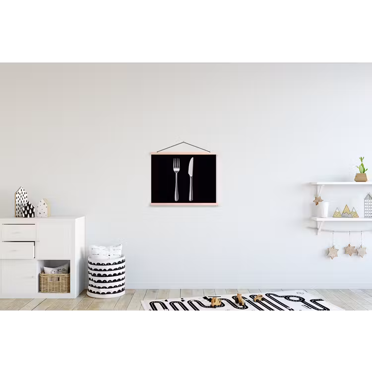 Bestek - Klassiek - Elegant textielposter latten blank klein -kinderkamer