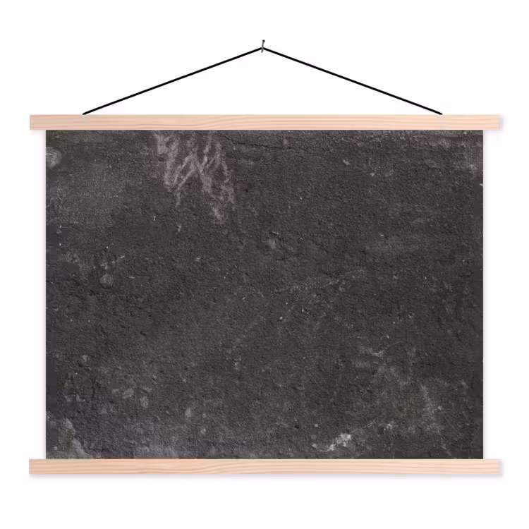 Beton - Muur - Zwart - Vintage - Industrieel textielposter latten blank klein -3d