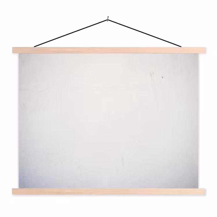 Beton - Wit - Modern textielposter latten blank klein -3d