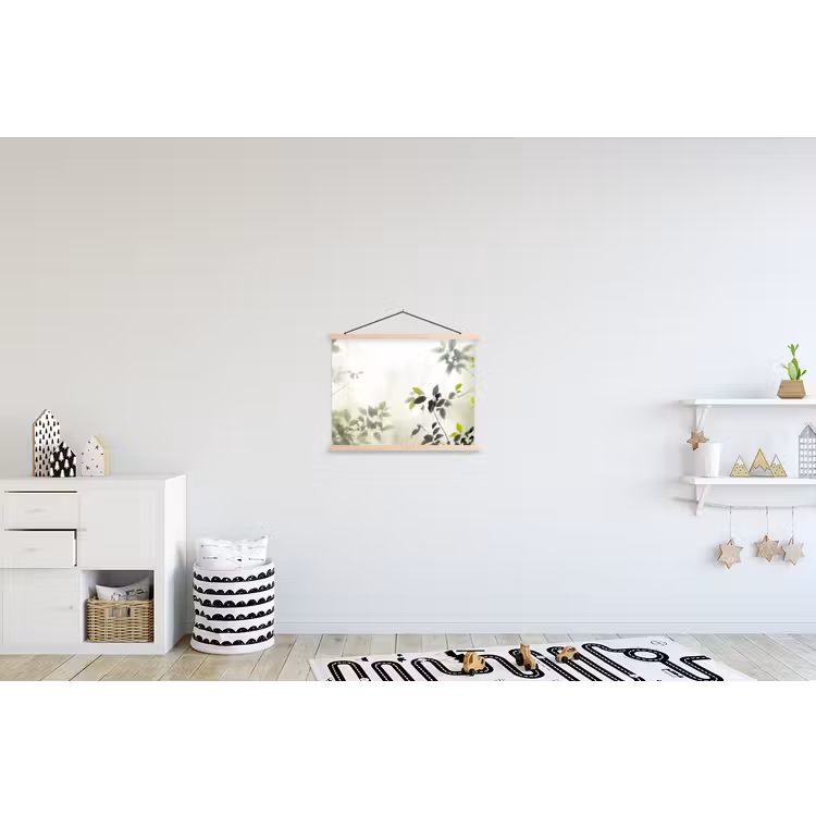 Blad - Schaduw - Natuur - Abstract - Groen textielposter latten blank klein -kinderkamer