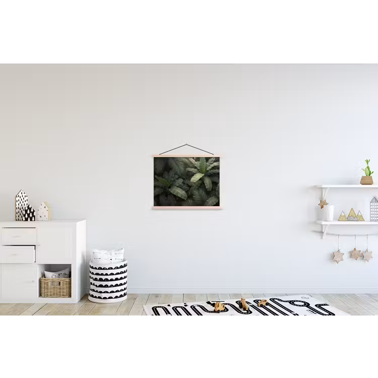 Bladeren - Groen - Tropisch - Natuur textielposter latten blank klein -kinderkamer