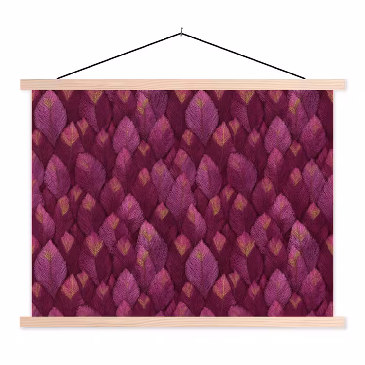 Bladeren - Patroon - Burgundy textielposter latten blank klein 122 -3d