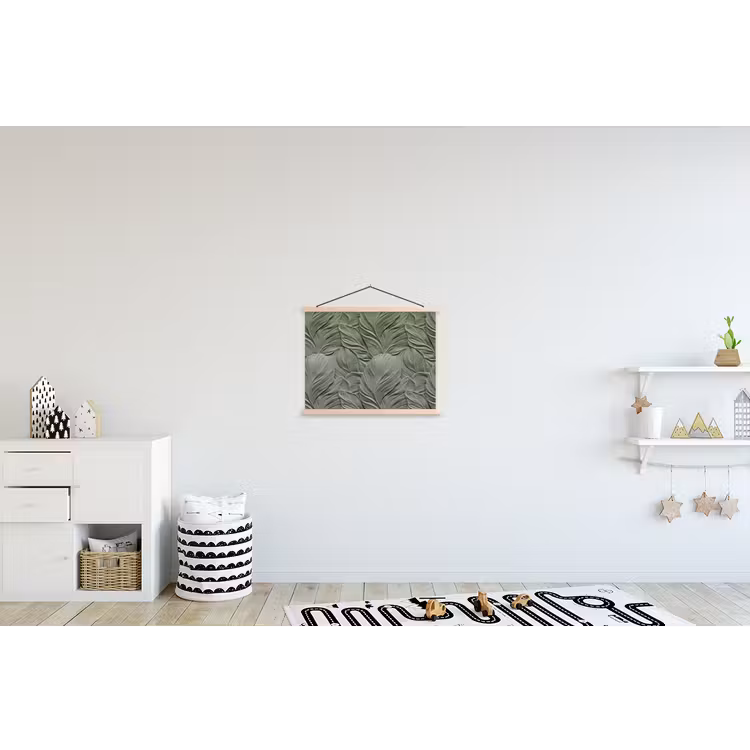 Bladeren - Textuur - Groen textielposter latten blank klein 122 -kinderkamer