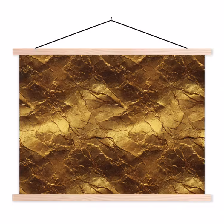 Bladgoud - Textuur - Goud textielposter latten blank klein 122 -3d