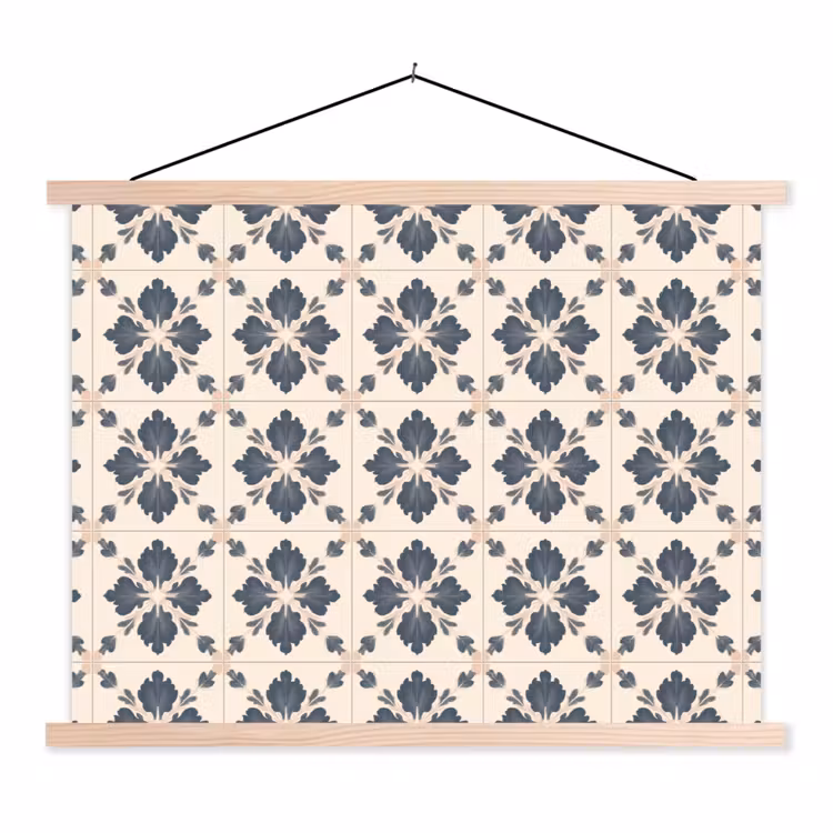 Bladvorm - Klassiek - Kleurrijk textielposter latten blank klein 122 -3d
