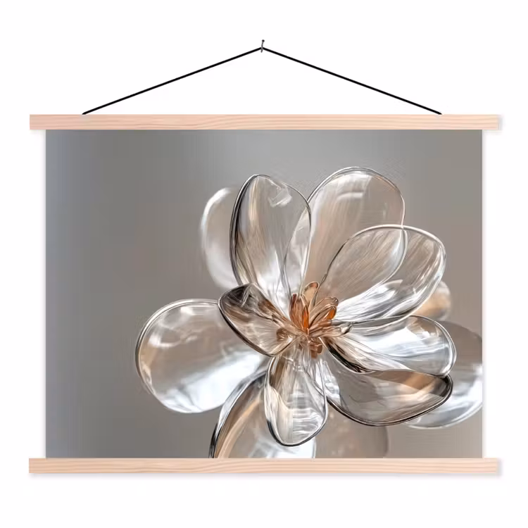 Bloem - Glazen - Doorzichtig textielposter latten blank klein -3d