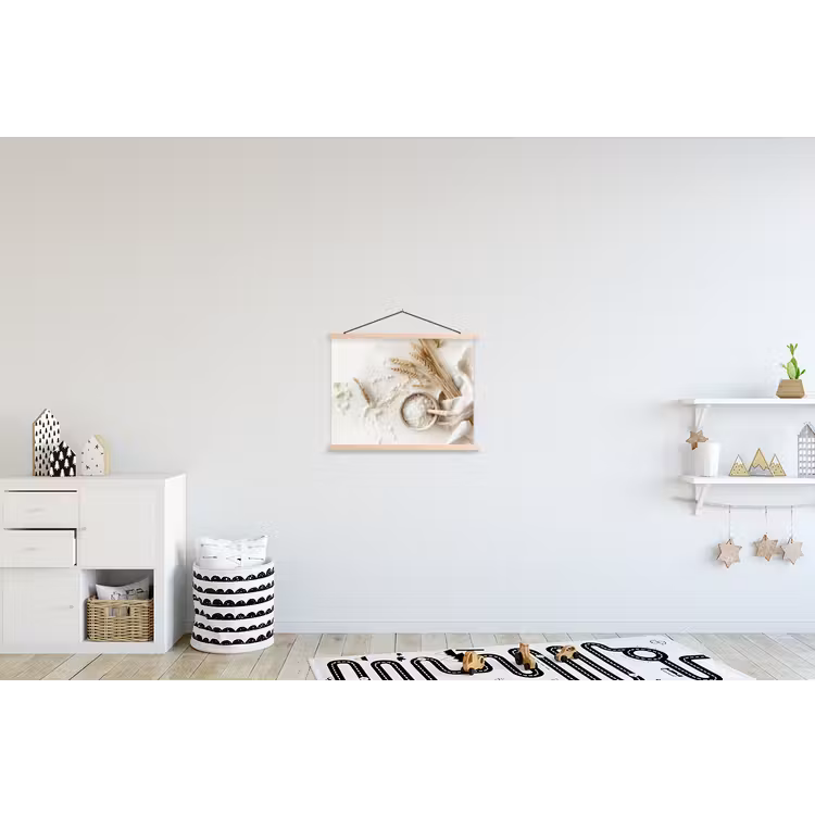 Bloem - Hout - Tarwe textielposter latten blank klein -kinderkamer