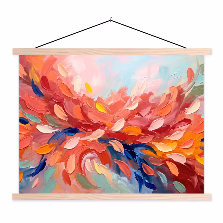 Bloemen - Abstract - Kunst - Modern textielposter latten blank klein -3d
