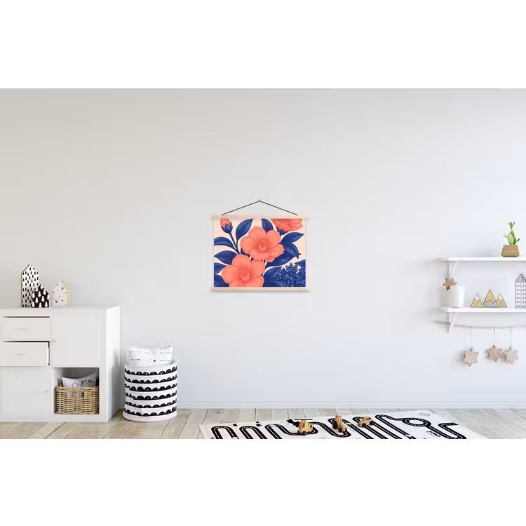 Schoolplaat - Bloemen - Bladeren - Botanisch - Bloemen - Bladeren - Botanisch textielposter latten blank klein
