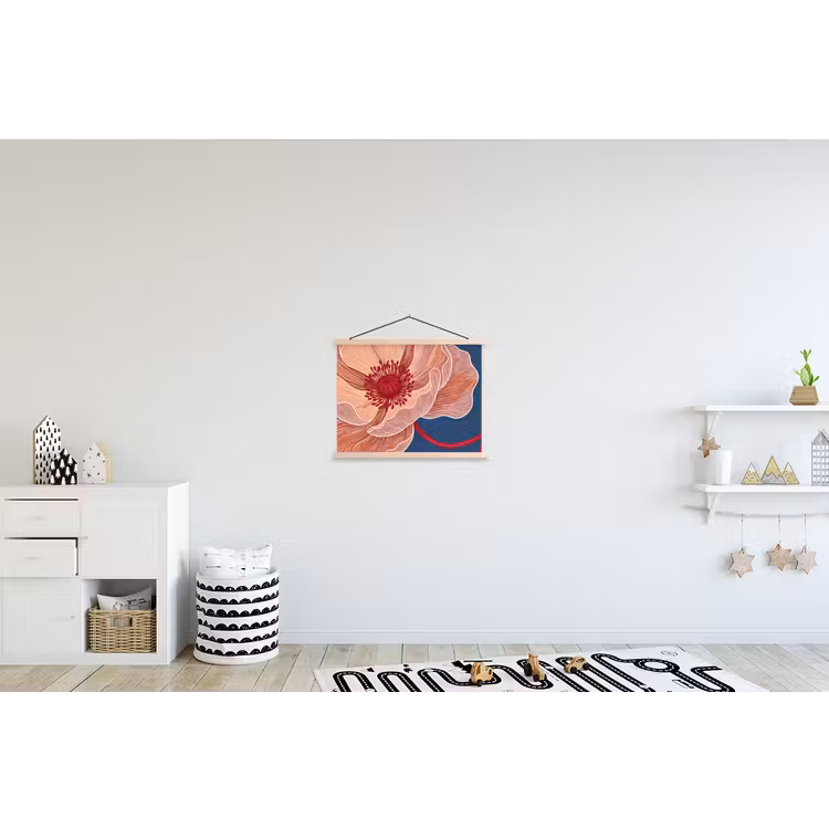 Schoolplaat - Bloemen - Modern - Abstract - Bloemen - Modern - Abstract textielposter latten blank klein