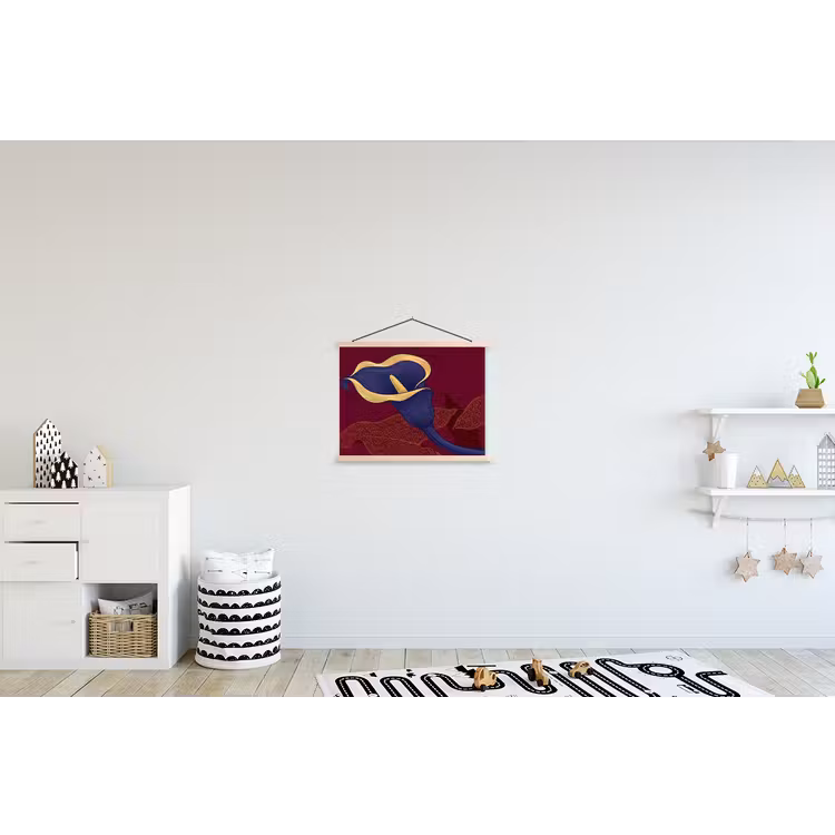Schoolplaat - Bloemen - Modern - Paars - Bloemen - Modern - Paars textielposter latten blank klein