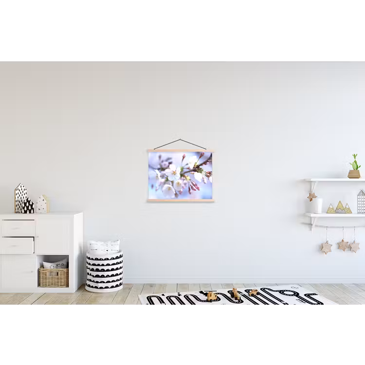 Bloemen - Sakura - Tak - Bloesem takken textielposter latten blank klein -kinderkamer