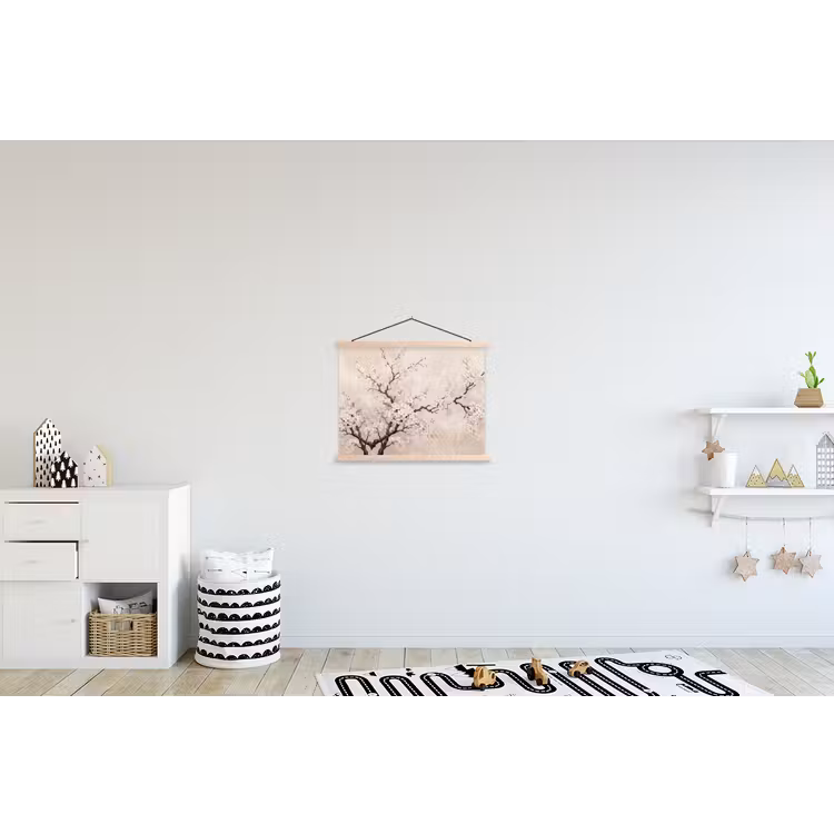 Bloesem - Illustratie - Taupe textielposter latten blank klein -kinderkamer