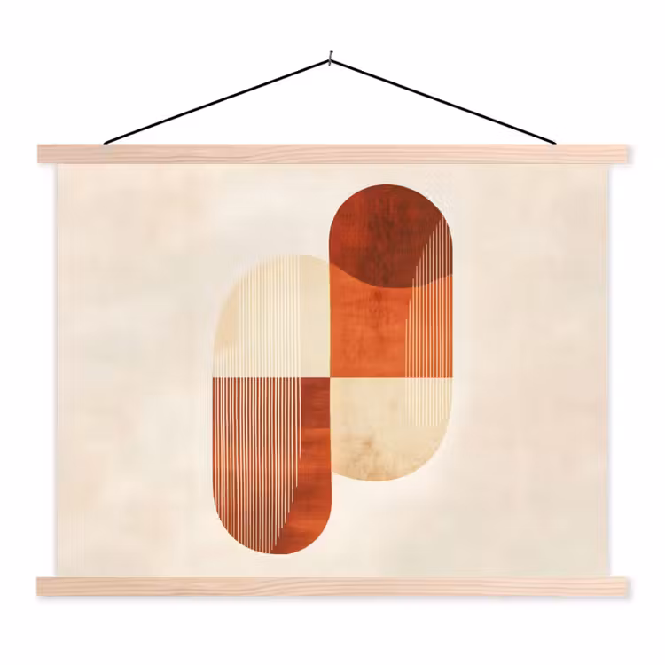 Bogen - Beige - Vormen textielposter latten blank klein -3d