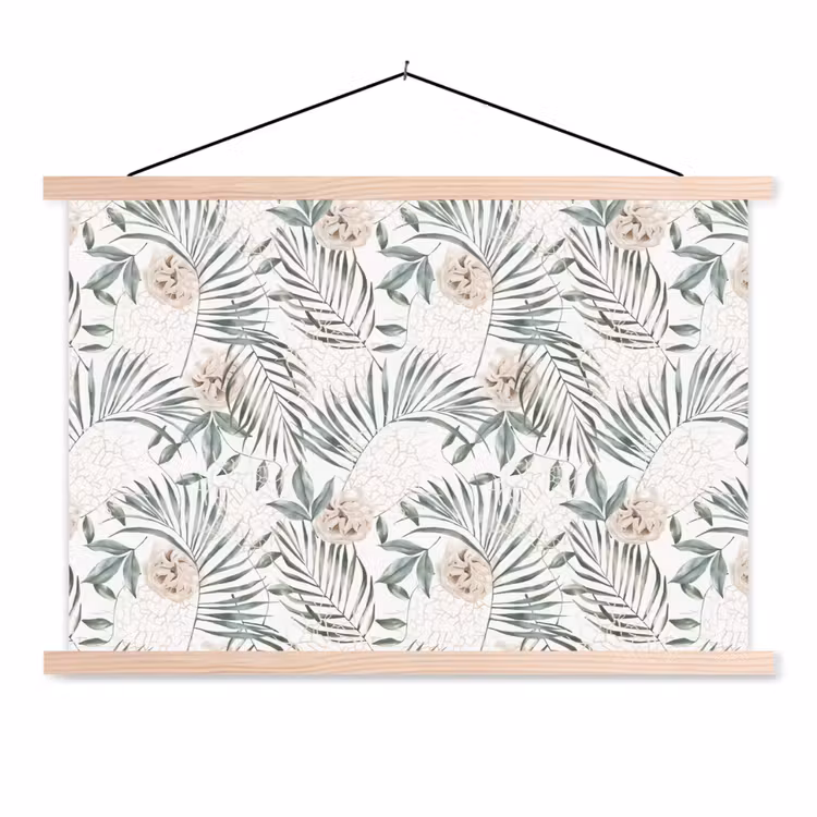 Bohemian - Bloemen - Bladeren - Jungle - Tropical textielposter latten blank klein -3d