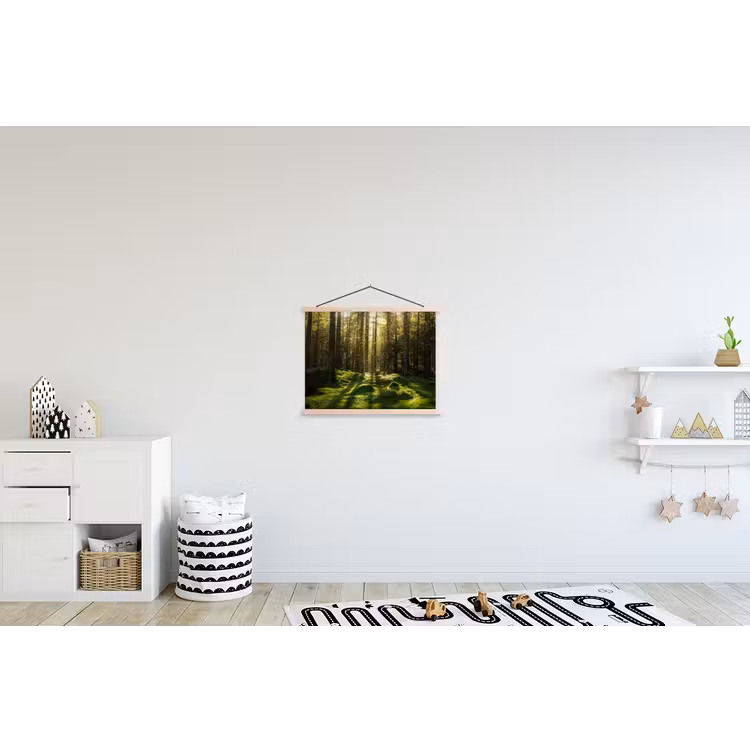 Bomen - Bos - Mos - Planten - Zon textielposter latten blank klein -kinderkamer