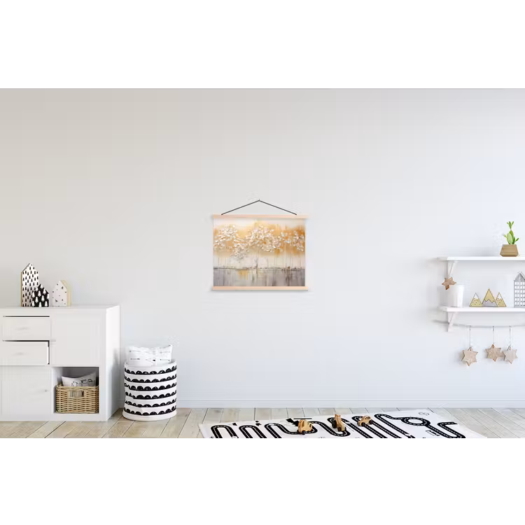 Bomen - Kunst - Acryl - Natuur textielposter latten blank klein -kinderkamer