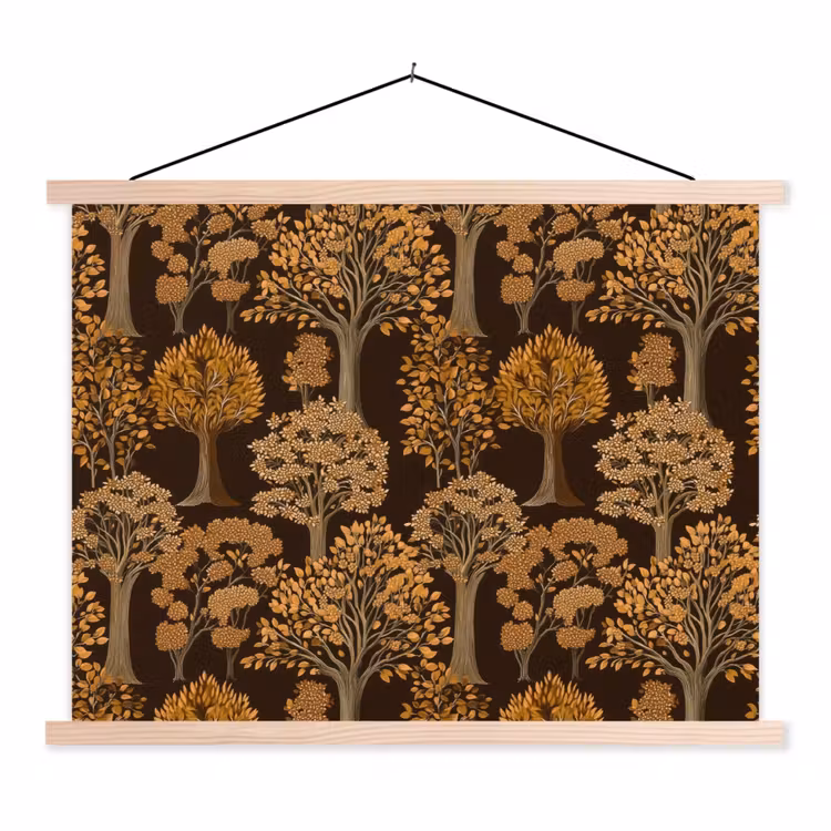 Bomen - Patroon - Bruin textielposter latten blank klein 122 -3d