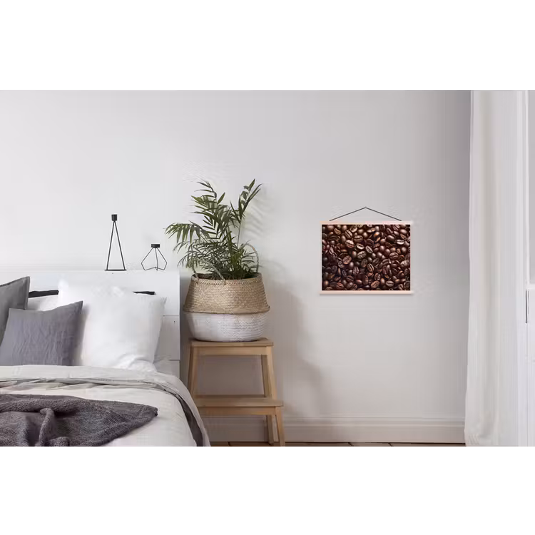 Bonen - Close-up - Donkerbruin textielposter latten blank klein -woonkamer