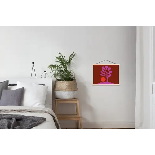 Boom - Paars - Cirkel - Vloeiend textielposter latten blank klein -woonkamer