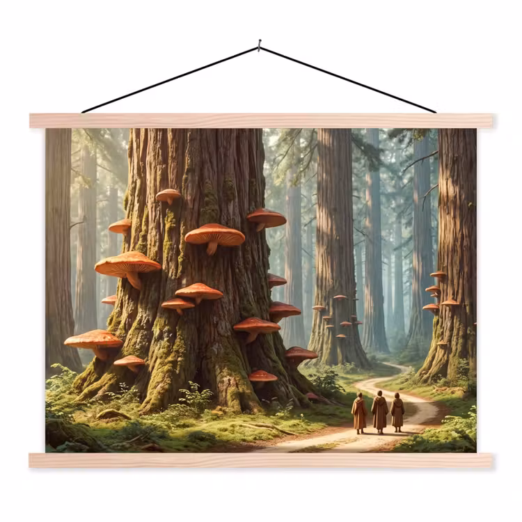 Schoolplaat - Bos - Bomen - Natuur - Bos - Bomen - Natuur textielposter latten blank klein