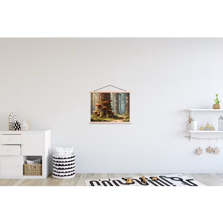 Schoolplaat - Bos - Bomen - Natuur - Bos - Bomen - Natuur textielposter latten blank klein