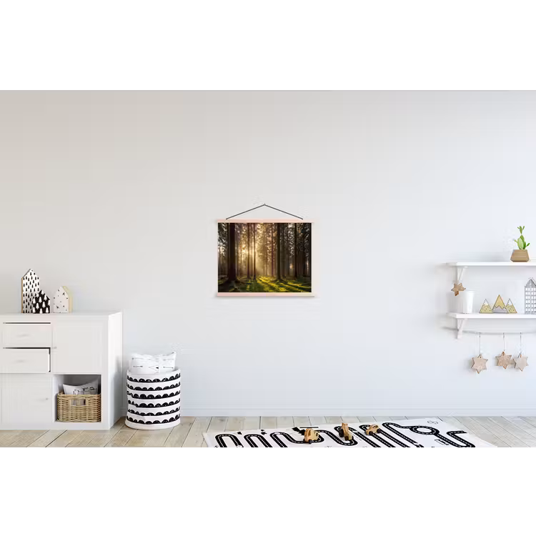 Bos - Gras - Zonlicht textielposter latten blank klein -kinderkamer