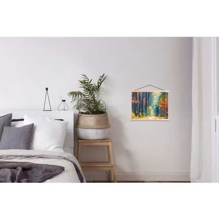 Bos - Zon - Natuur - Herfst textielposter latten blank klein -woonkamer