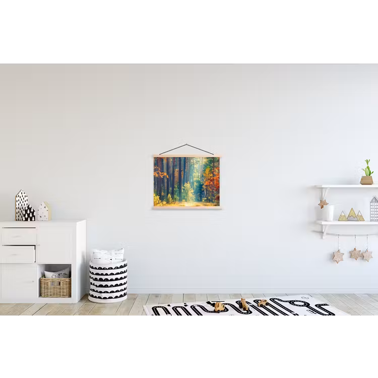 Bos - Zon - Natuur - Herfst textielposter latten blank klein -kinderkamer