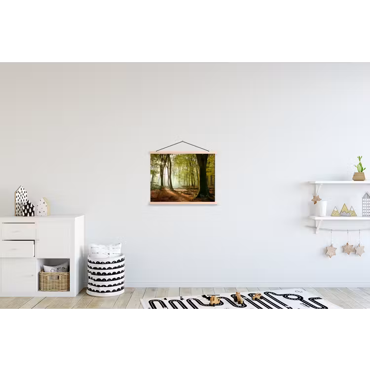 Bos - Zon - Seizoenen - Landschap textielposter latten blank klein -kinderkamer