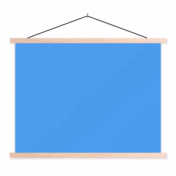 Bright - Azure - Blauw textielposter latten blank klein 122 -3d
