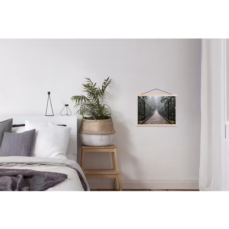 Brug - Bos - Mist - Natuur textielposter latten blank klein -woonkamer