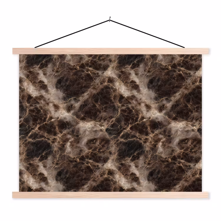 Bruin - Goud - Marmer textielposter latten blank klein 122 -3d