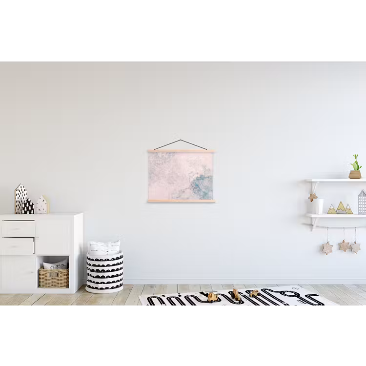 Cement - Beton - Retro - Industrieel - Wit - Blauw textielposter latten blank klein -kinderkamer