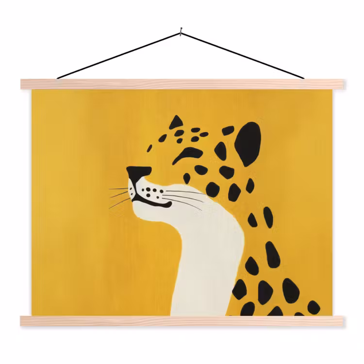 Cheetah - Illustratie - Geel textielposter latten blank klein -3d