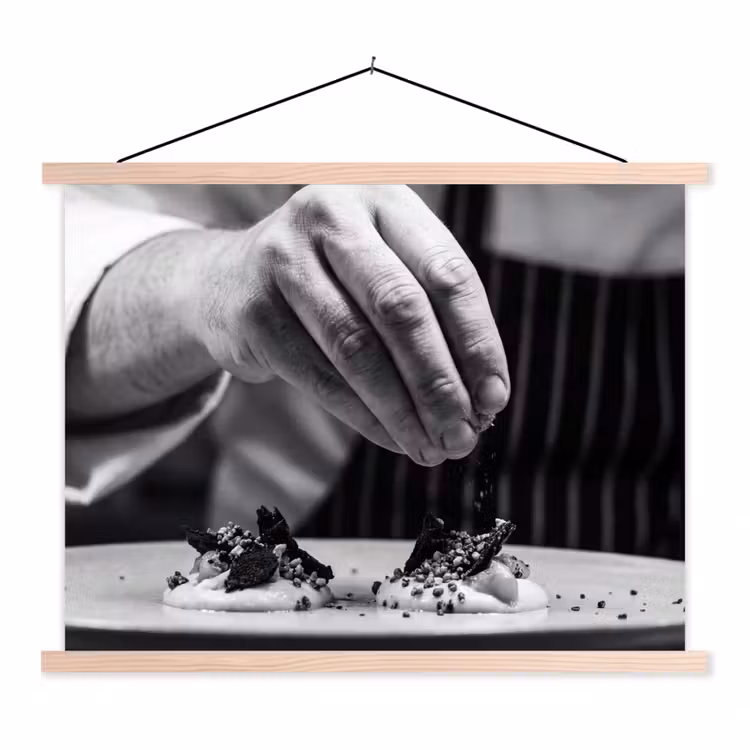 Chef - Garnering - Gerecht textielposter latten blank klein -3d