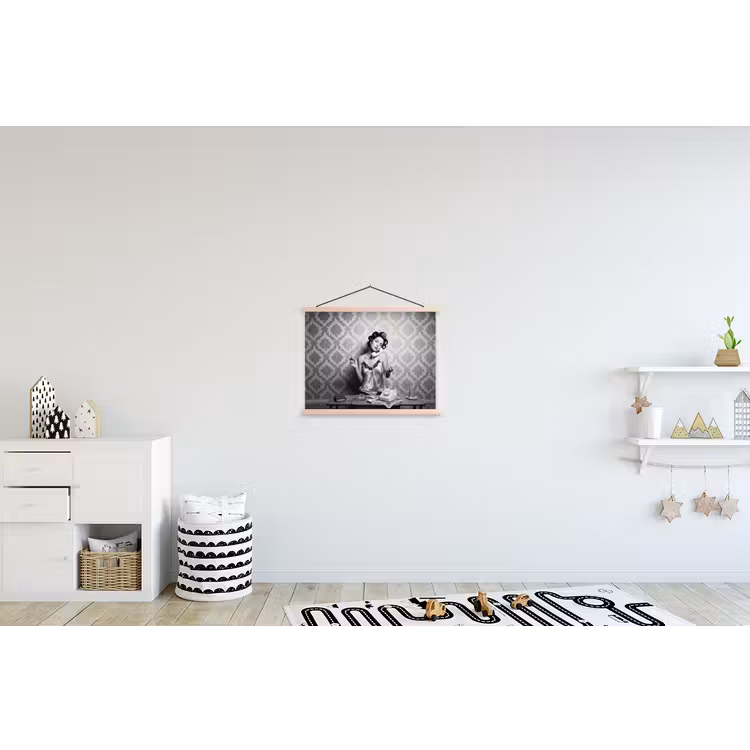 Chic - Vrouw - Zwart - Wit textielposter latten blank klein -kinderkamer