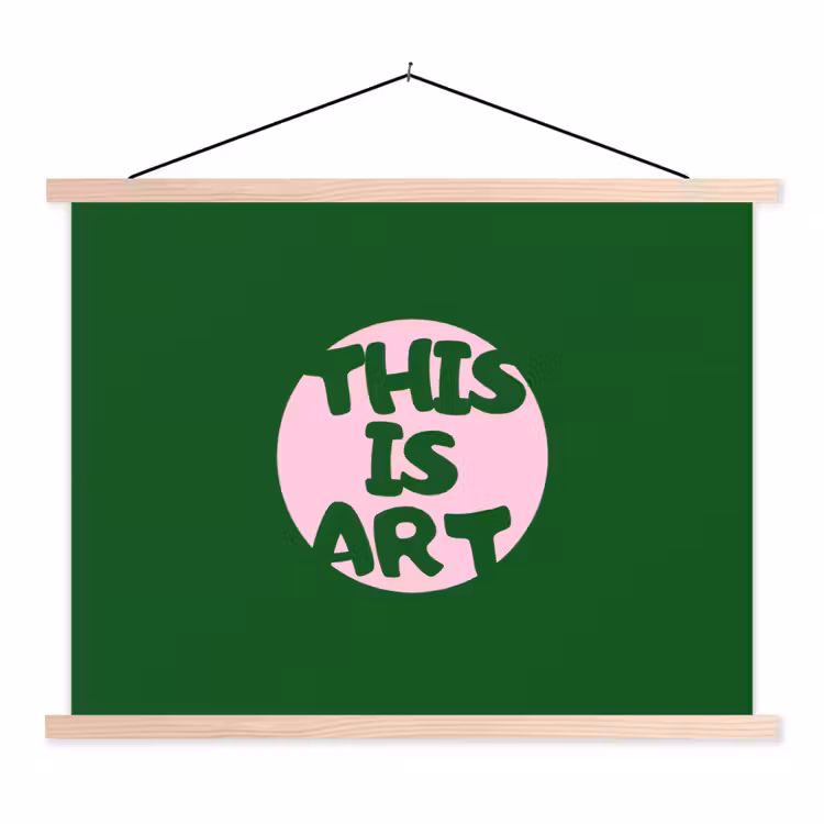 Cirkel - Roze - Tekst - Art textielposter latten blank klein -3d