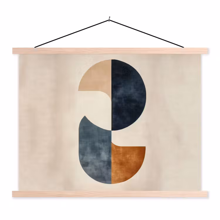 Cirkels - Abstract - Kleurrijk textielposter latten blank klein -3d